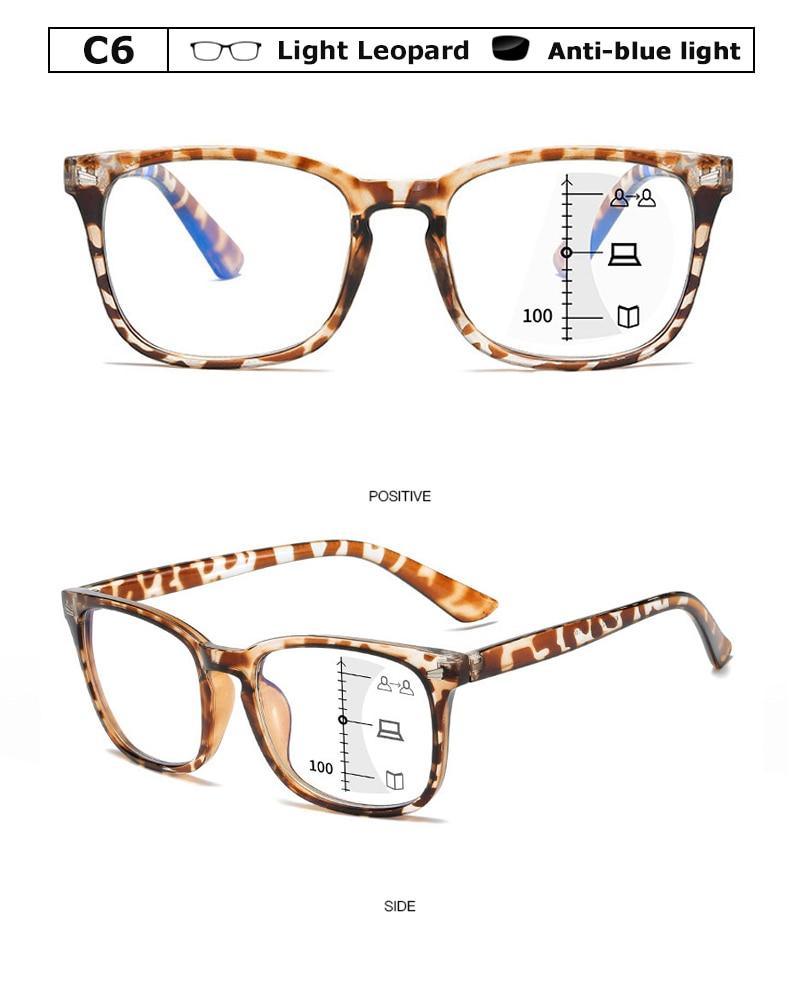 Lunettes de lecture progressives multifocales carrées noires pour hommes, à la mode, avec dioptries, anti-reflet, pour ordinateur, lecture, jeux vidéo, télévision, téléphones, lunettes transparentes pour femmes et hommes