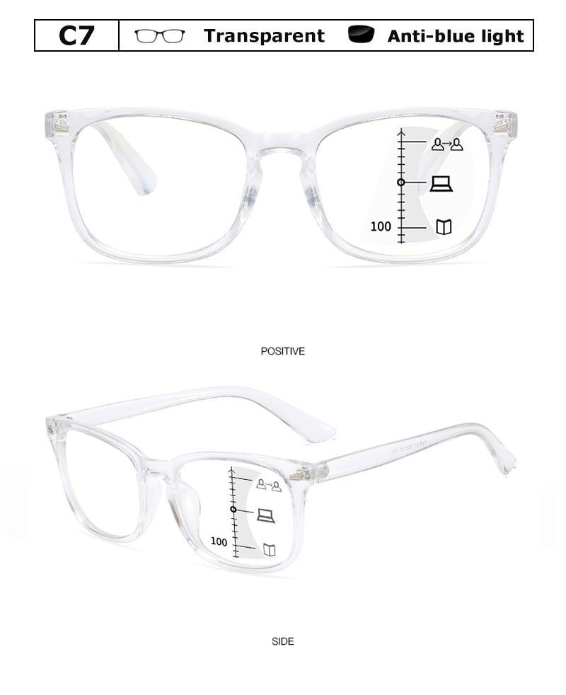 Lunettes de lecture progressives multifocales carrées noires pour hommes, à la mode, avec dioptries, anti-reflet, pour ordinateur, lecture, jeux vidéo, télévision, téléphones, lunettes transparentes pour femmes et hommes