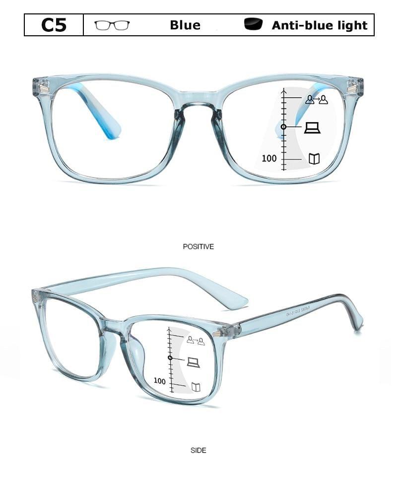 Lunettes de lecture progressives multifocales carrées noires pour hommes, à la mode, avec dioptries, anti-reflet, pour ordinateur, lecture, jeux vidéo, télévision, téléphones, lunettes transparentes pour femmes et hommes