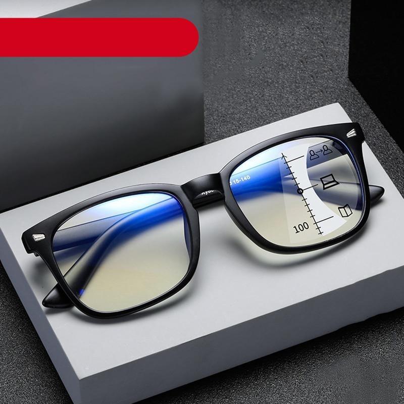 Lunettes de lecture progressives multifocales carrées noires pour hommes, à la mode, avec dioptries, anti-reflet, pour ordinateur, lecture, jeux vidéo, télévision, téléphones, lunettes transparentes pour femmes et hommes