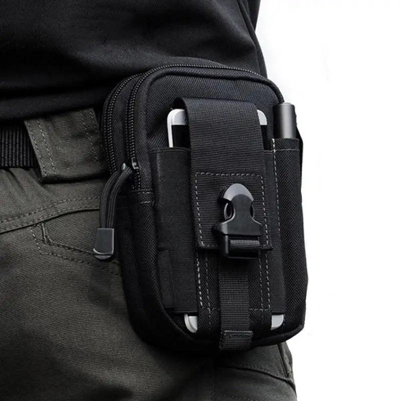 Pochette Tactique Noire Étui Ceinture Téléphone Sac Banane Militaire Sac Banane Élégant pour Voyage en Extérieur, Entraînement, Sports, Sac Banane Mains Libres pour la Course et les Activités de Plein Air