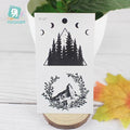 Autocollant de tatouage temporaire noir imperméable Montagnes Arbre Décoration corporelle Design élégant et stylé