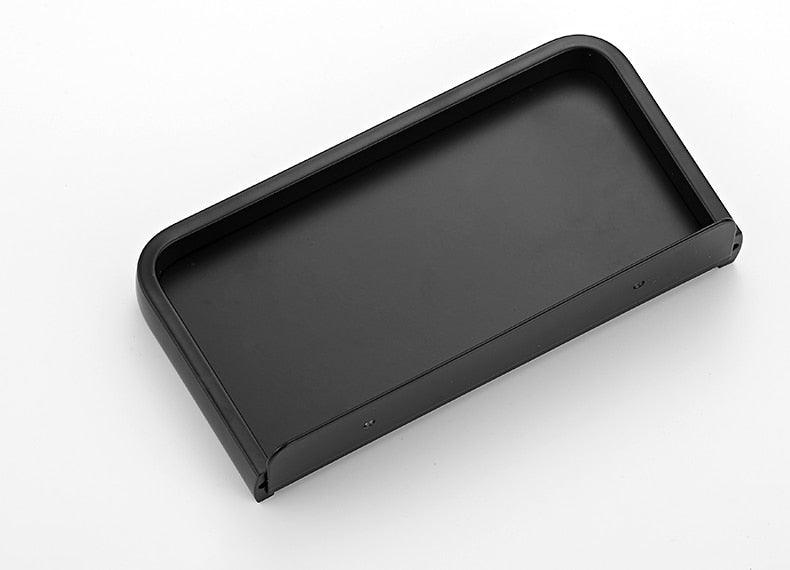 Distributeur de papier toilette noir mat multifonctionnel avec étagère de rangement pour salle de bain