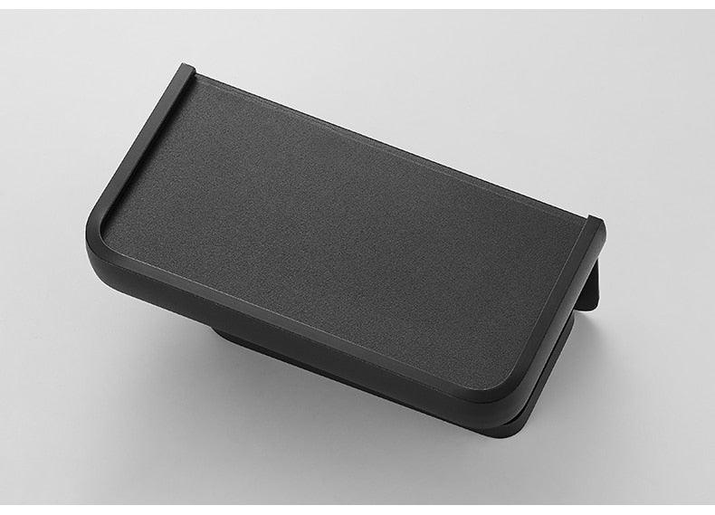 Distributeur de papier toilette noir mat multifonctionnel avec étagère de rangement pour salle de bain