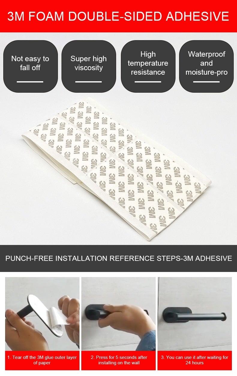Distributeur de papier toilette noir mat multifonctionnel avec étagère de rangement pour salle de bain