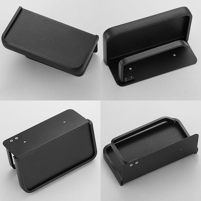 Distributeur de papier toilette noir mat multifonctionnel avec étagère de rangement pour salle de bain