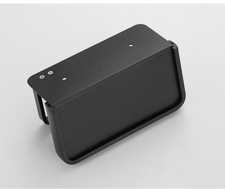 Distributeur de papier toilette noir mat multifonctionnel avec étagère de rangement pour salle de bain