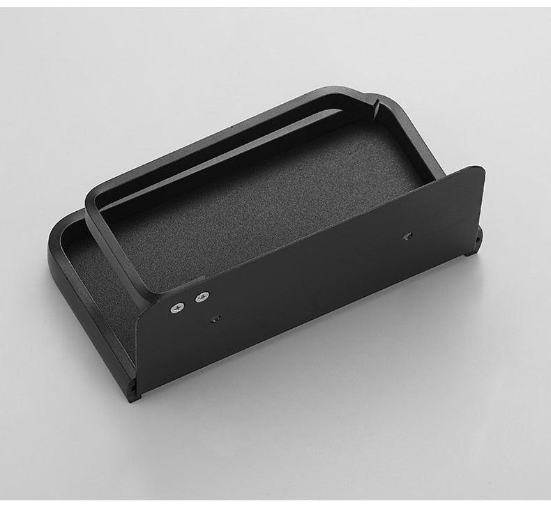Distributeur de papier toilette noir mat multifonctionnel avec étagère de rangement pour salle de bain
