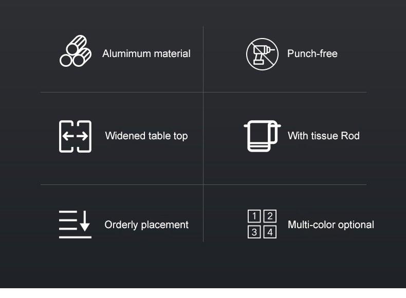 Distributeur de papier toilette noir mat multifonctionnel avec étagère de rangement pour salle de bain