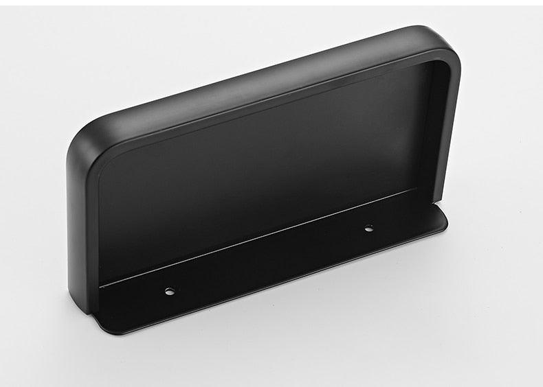 Distributeur de papier toilette noir mat multifonctionnel avec étagère de rangement pour salle de bain