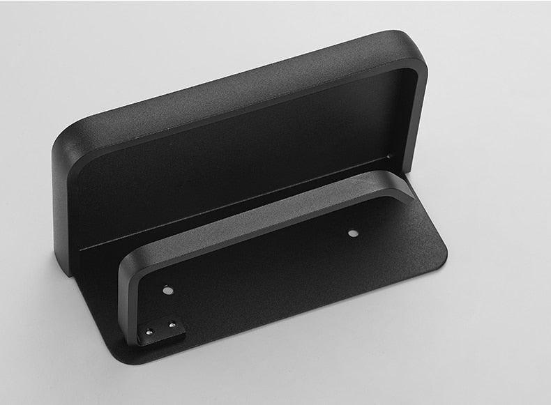 Distributeur de papier toilette noir mat multifonctionnel avec étagère de rangement pour salle de bain