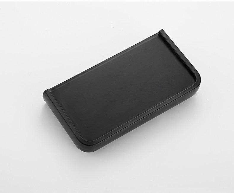 Distributeur de papier toilette noir mat multifonctionnel avec étagère de rangement pour salle de bain