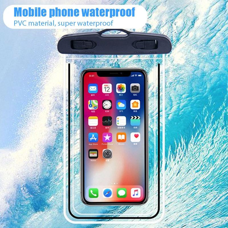Étui universel noir étanche pour téléphone Housse étanche pour iPhone 12 11 Pro Max 8 7 Housse de téléphone étanche avec cordon pour étui et sangle d'iPhone