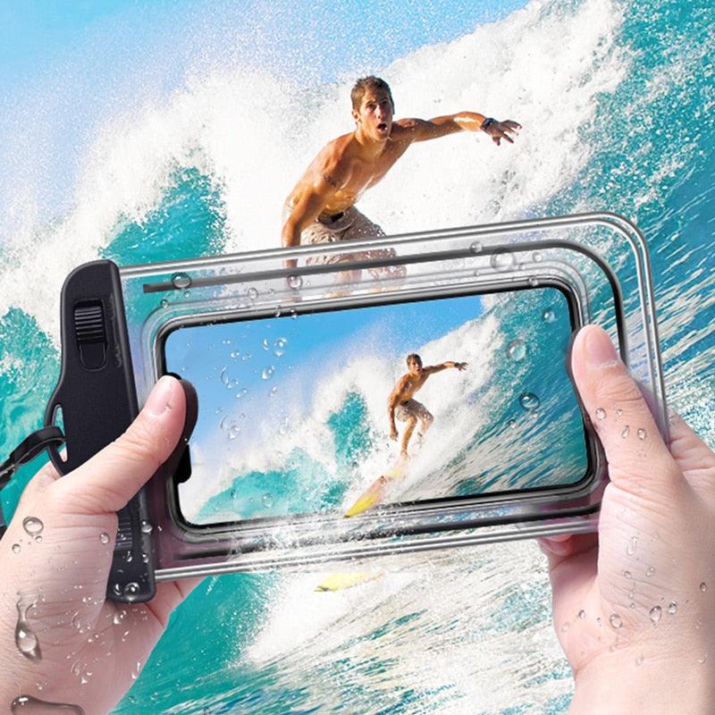Étui universel noir étanche pour téléphone Housse étanche pour iPhone 12 11 Pro Max 8 7 Housse de téléphone étanche avec cordon pour étui et sangle d'iPhone