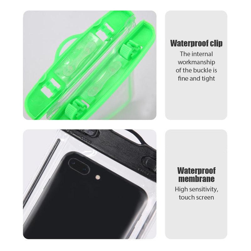 Étui universel noir étanche pour téléphone Housse étanche pour iPhone 12 11 Pro Max 8 7 Housse de téléphone étanche avec cordon pour étui et sangle d'iPhone
