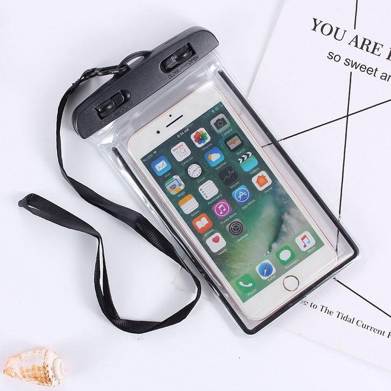 Étui universel noir étanche pour téléphone Housse étanche pour iPhone 12 11 Pro Max 8 7 Housse de téléphone étanche avec cordon pour étui et sangle d'iPhone