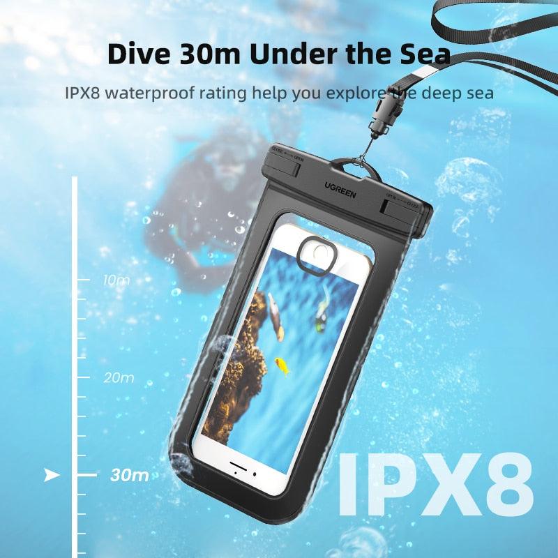 Sac étanche noir pour iPhone 14 13 12 Pro Max Pochette de natation pour téléphone portable universel Étui de protection universel étanche sous l'eau anti-poussière tactile pour iPhone
