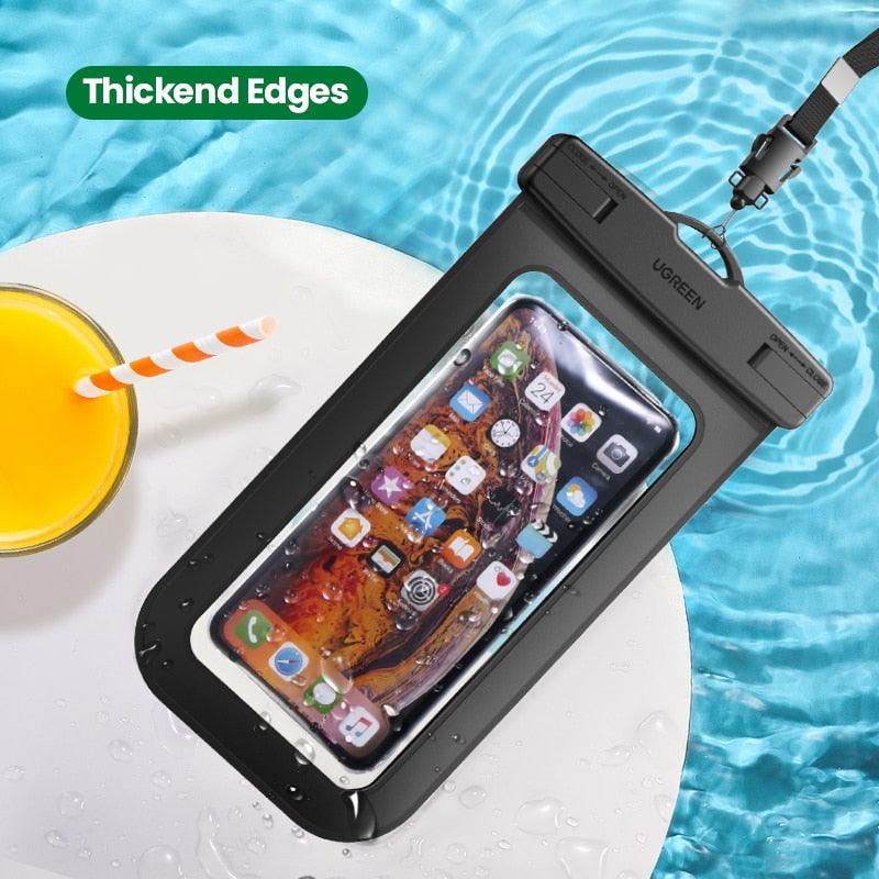 Sac étanche noir pour iPhone 14 13 12 Pro Max Pochette de natation pour téléphone portable universel Étui de protection universel étanche sous l'eau anti-poussière tactile pour iPhone