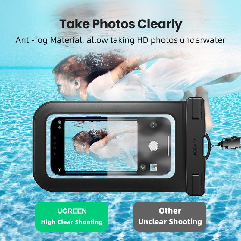 Sac étanche noir pour iPhone 14 13 12 Pro Max Pochette de natation pour téléphone portable universel Étui de protection universel étanche sous l'eau anti-poussière tactile pour iPhone