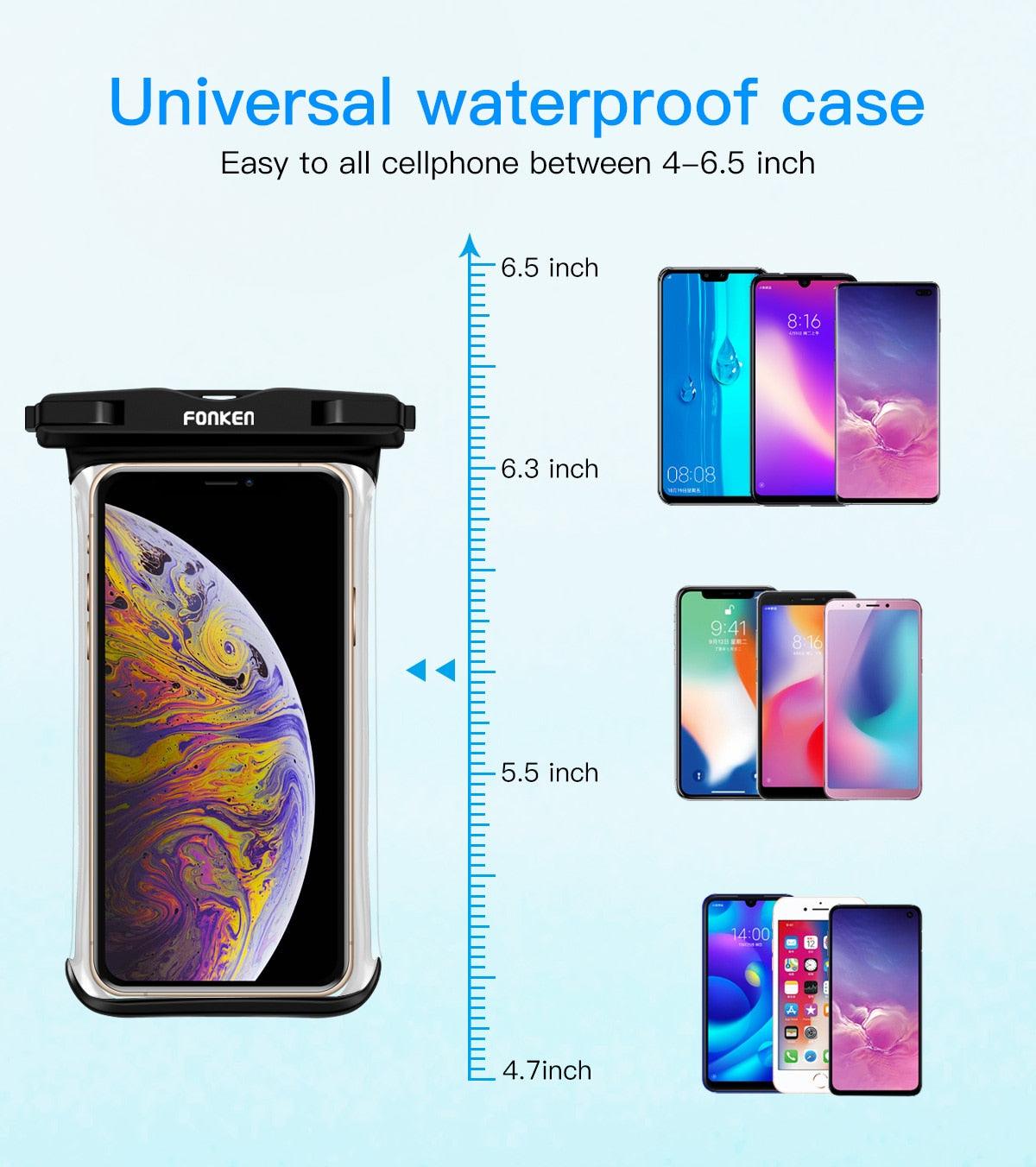 Étui étanche noir blanc pleine vue pour téléphone sous l'eau neige transparent pochette de natation grandes housses de téléphone portable étanches étui de téléphone portable étanche sous l'eau étui étanche pour iPhone