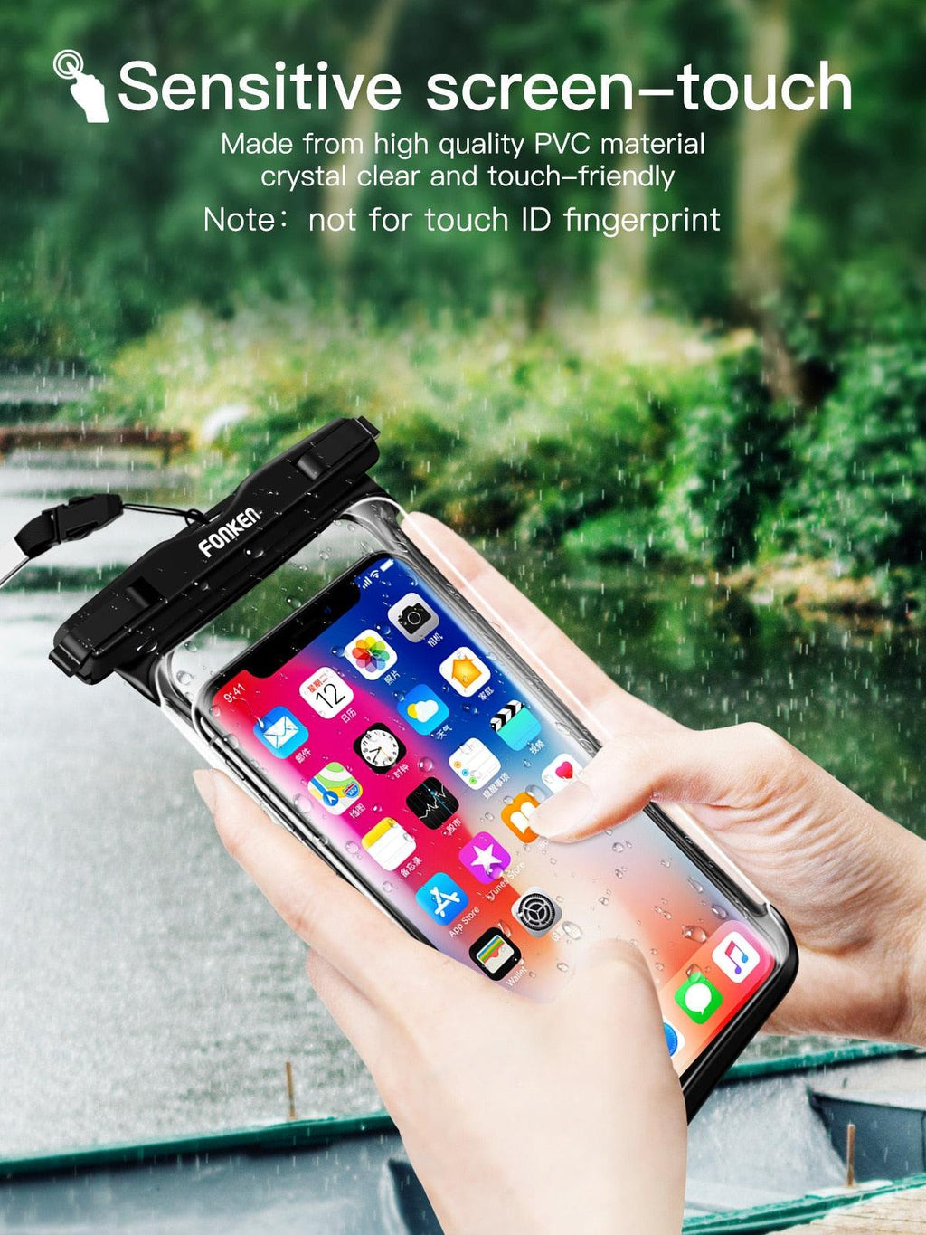 Étui étanche noir blanc pleine vue pour téléphone sous l'eau neige transparent pochette de natation grandes housses de téléphone portable étanches étui de téléphone portable étanche sous l'eau étui étanche pour iPhone