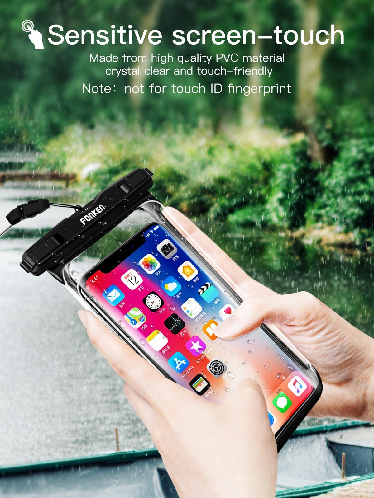 Étui étanche noir blanc pleine vue pour téléphone sous l'eau neige transparent pochette de natation grandes housses de téléphone portable étanches étui de téléphone portable étanche sous l'eau étui étanche pour iPhone