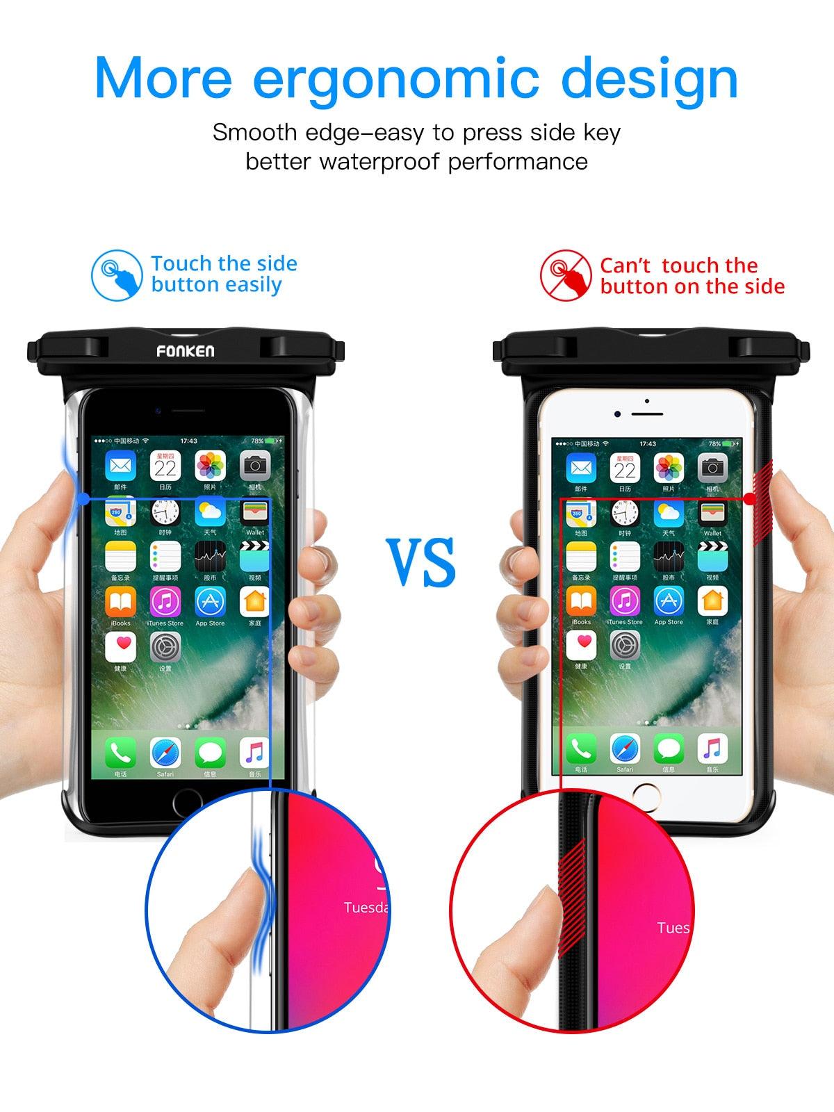 Étui étanche noir blanc pleine vue pour téléphone sous l'eau neige transparent pochette de natation grandes housses de téléphone portable étanches étui de téléphone portable étanche sous l'eau étui étanche pour iPhone