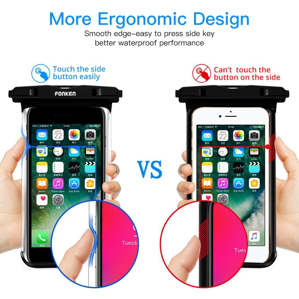 Étui étanche noir blanc pleine vue pour téléphone sous l'eau neige transparent pochette de natation grandes housses de téléphone portable étanches étui de téléphone portable étanche sous l'eau étui étanche pour iPhone