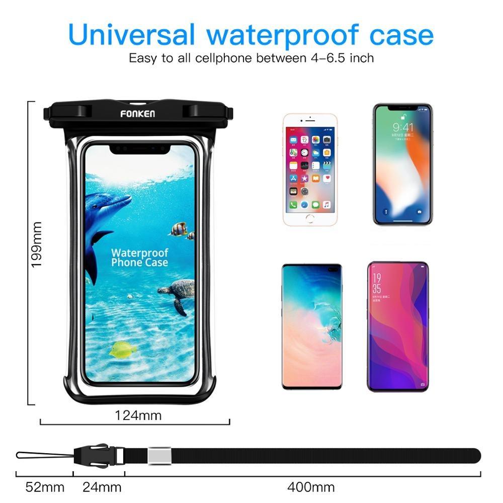 Étui étanche noir blanc pleine vue pour téléphone sous l'eau neige transparent pochette de natation grandes housses de téléphone portable étanches étui de téléphone portable étanche sous l'eau étui étanche pour iPhone