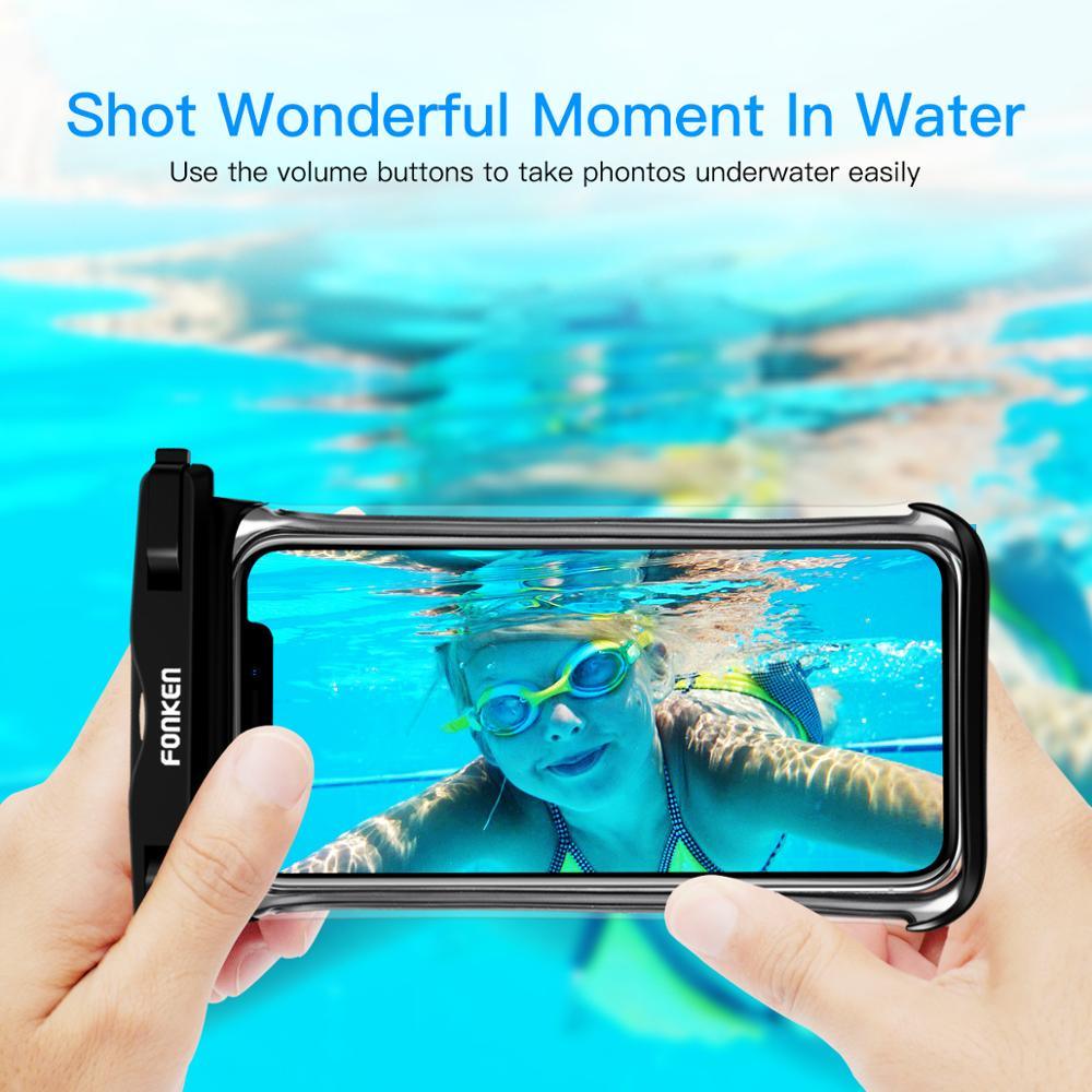 Étui étanche noir blanc pleine vue pour téléphone sous l'eau neige transparent pochette de natation grandes housses de téléphone portable étanches étui de téléphone portable étanche sous l'eau étui étanche pour iPhone