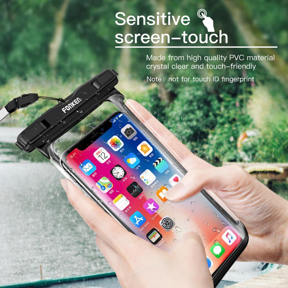 Étui étanche noir blanc pleine vue pour téléphone sous l'eau neige transparent pochette de natation grandes housses de téléphone portable étanches étui de téléphone portable étanche sous l'eau étui étanche pour iPhone