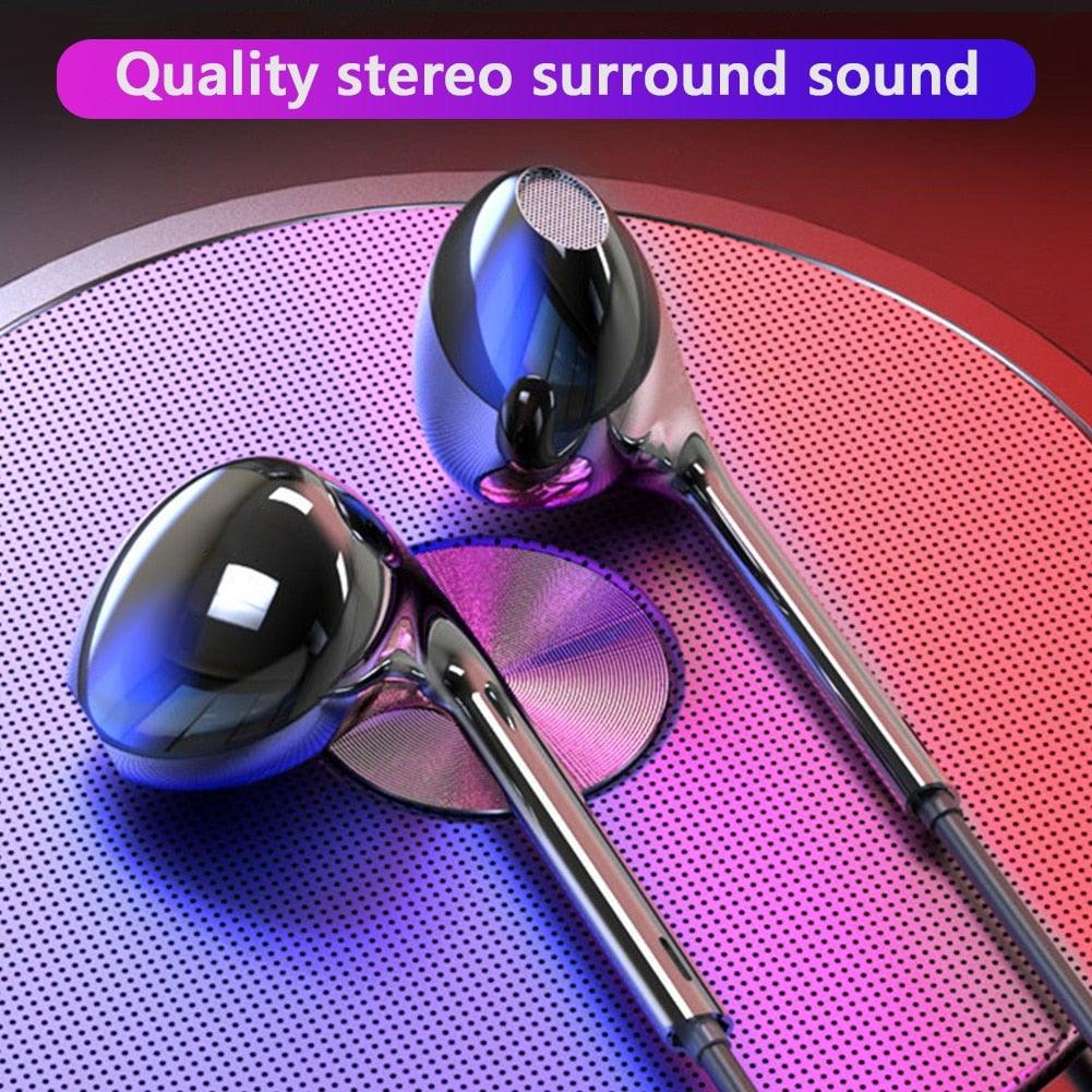 Écouteurs sport filaires noirs et blancs avec basse, pour téléphone portable, oreillettes stéréo avec micro, isolants du bruit, intra-auriculaires, avec contrôle du volume et prise jack 3,5 mm pour le sport et l'entraînement
