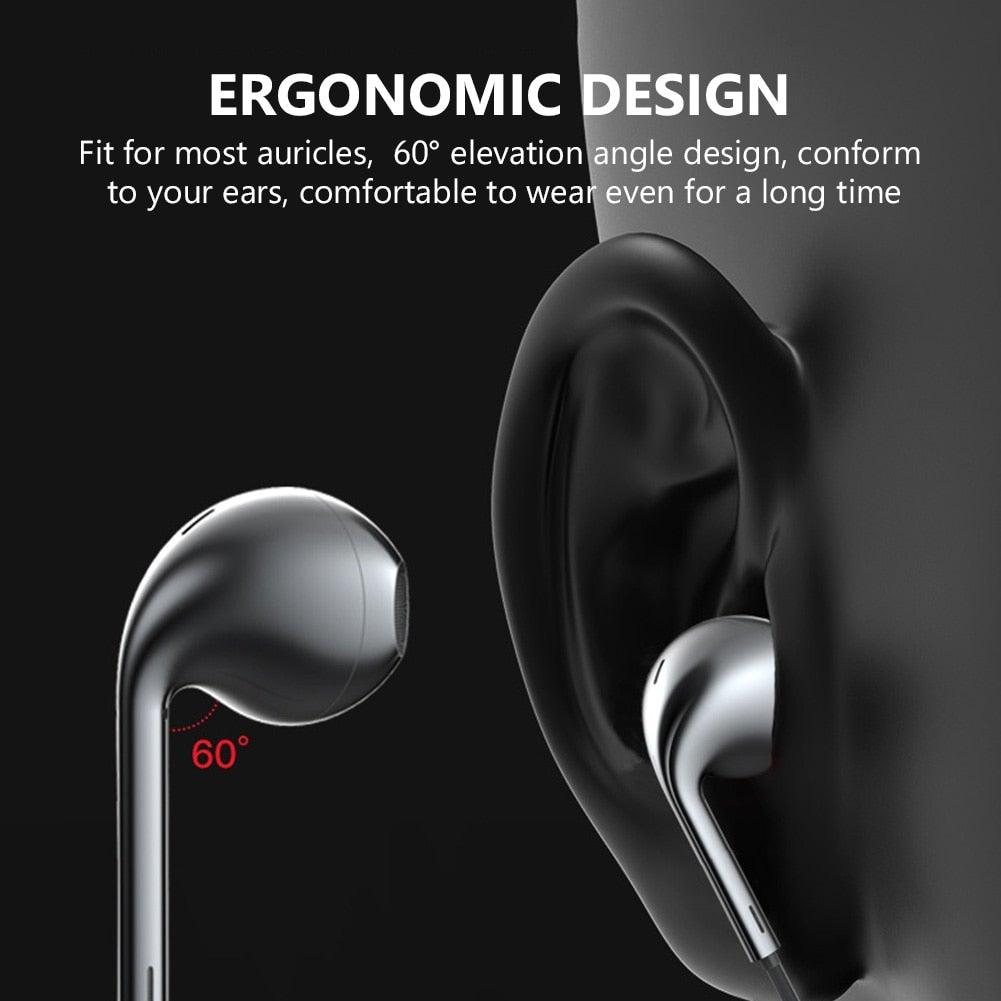 Écouteurs sport filaires noirs et blancs avec basse, pour téléphone portable, oreillettes stéréo avec micro, isolants du bruit, intra-auriculaires, avec contrôle du volume et prise jack 3,5 mm pour le sport et l'entraînement