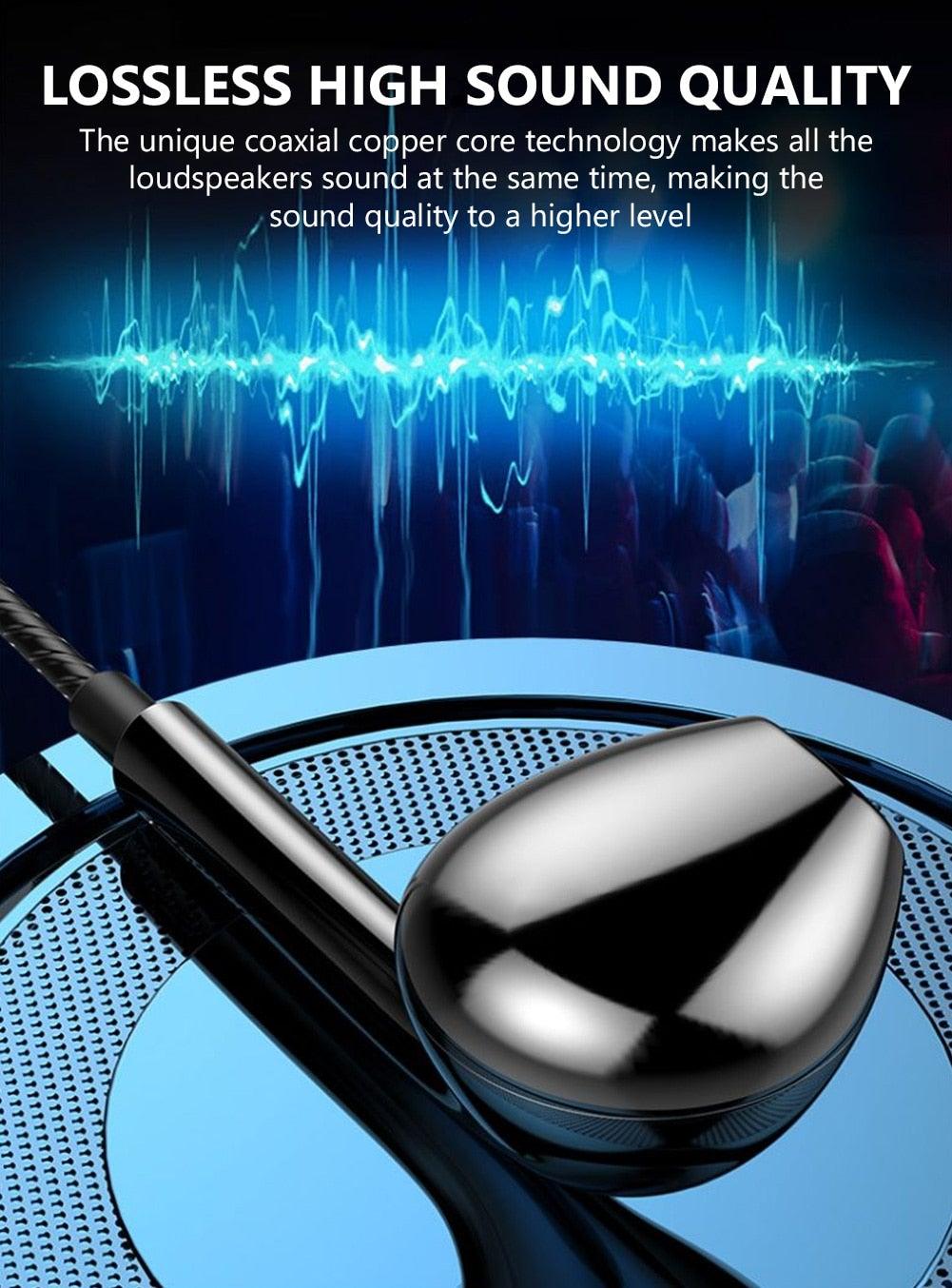 Écouteurs sport filaires noirs et blancs avec basse, pour téléphone portable, oreillettes stéréo avec micro, isolants du bruit, intra-auriculaires, avec contrôle du volume et prise jack 3,5 mm pour le sport et l'entraînement