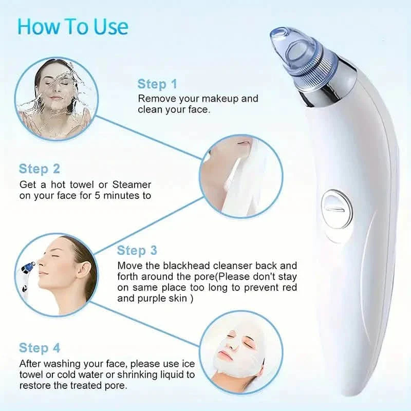 Extracteur de points noirs, puissant nettoyeur de pores portable avec 4 sondes