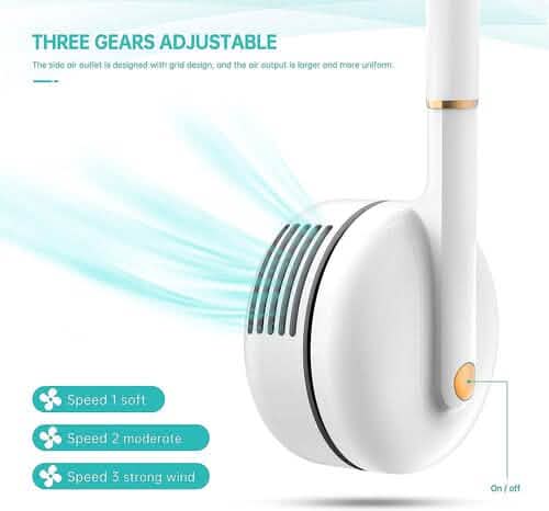 Ventilateur de cou portable rechargeable sans pales à 3 vitesses