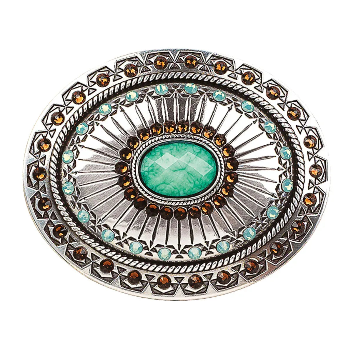 Boucle de ceinture Nocona Tribal Stamp avec pierre turquoise