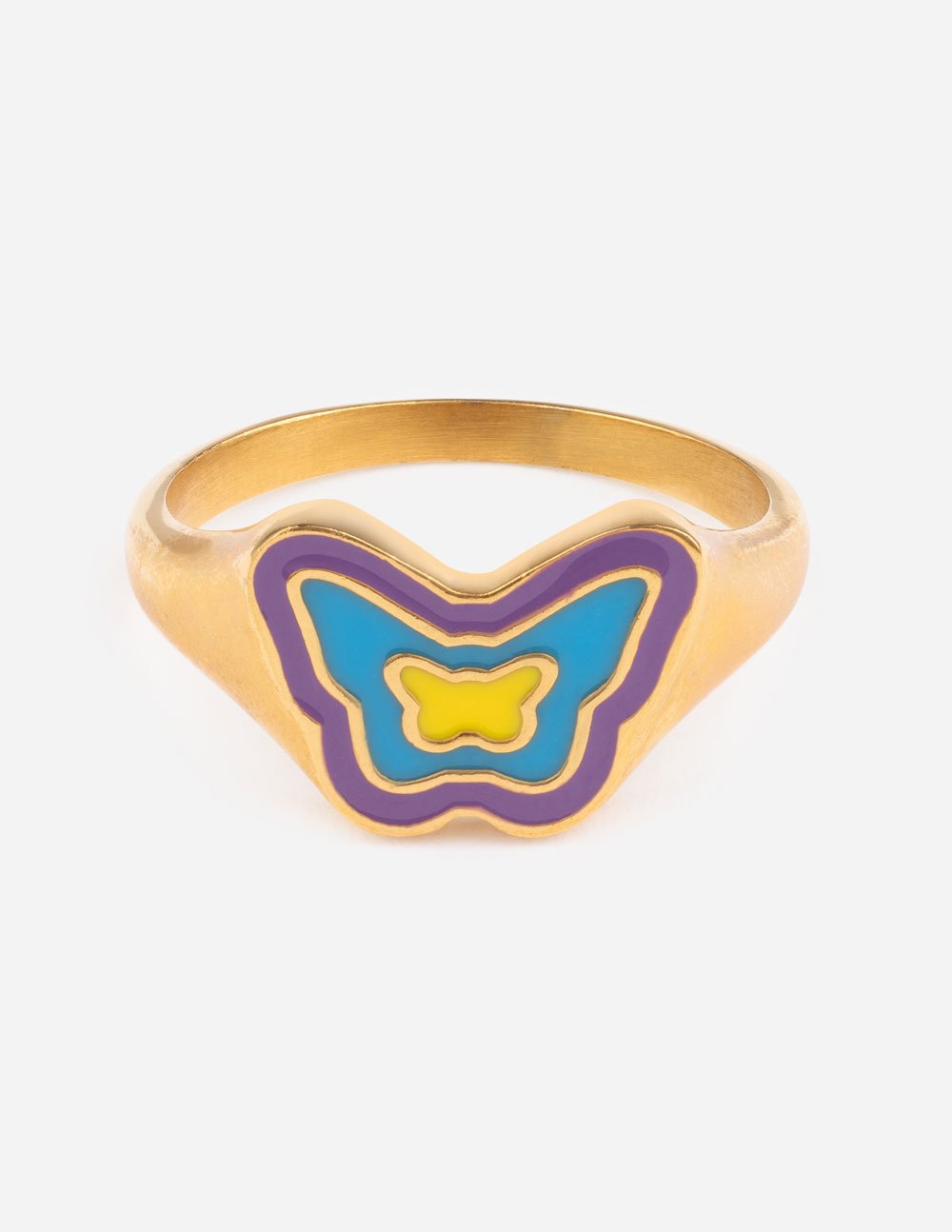 Bague Papillon en Émail Bleu