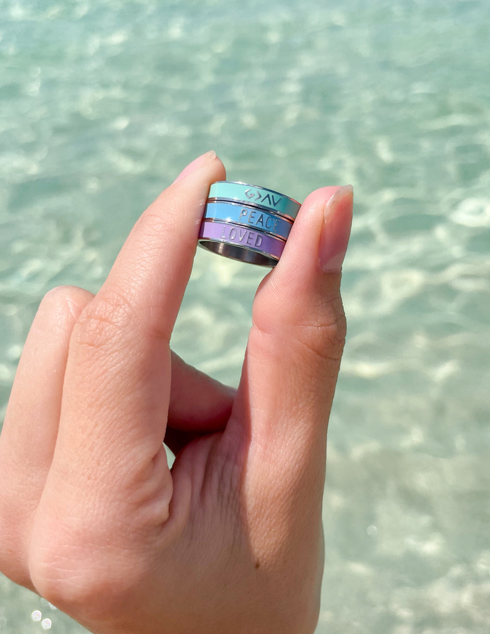 Bague de paix en émail bleu