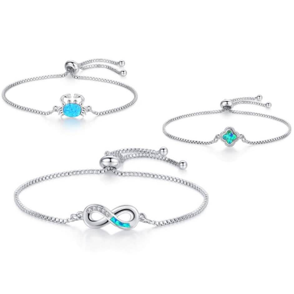 Bracelets à breloques Bolo ajustables en opale bleue