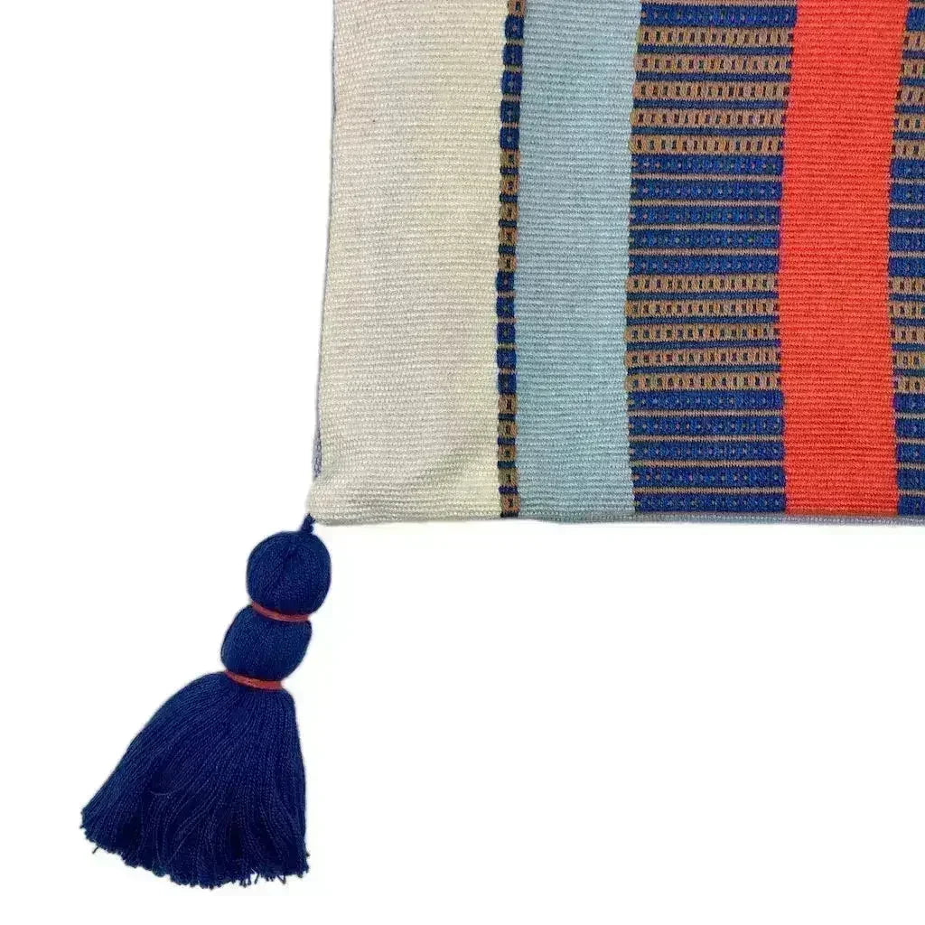 Pochette à poignée rayée blanche