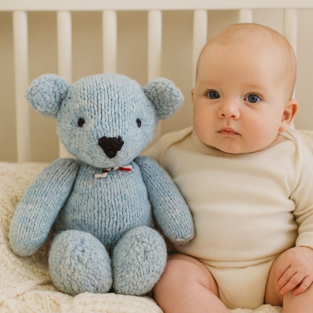 Peluche en tricot de laine | Zee l'ours bleu