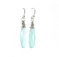 Boucles d'oreilles pendantes en calcédoine aigue-marine facettée
