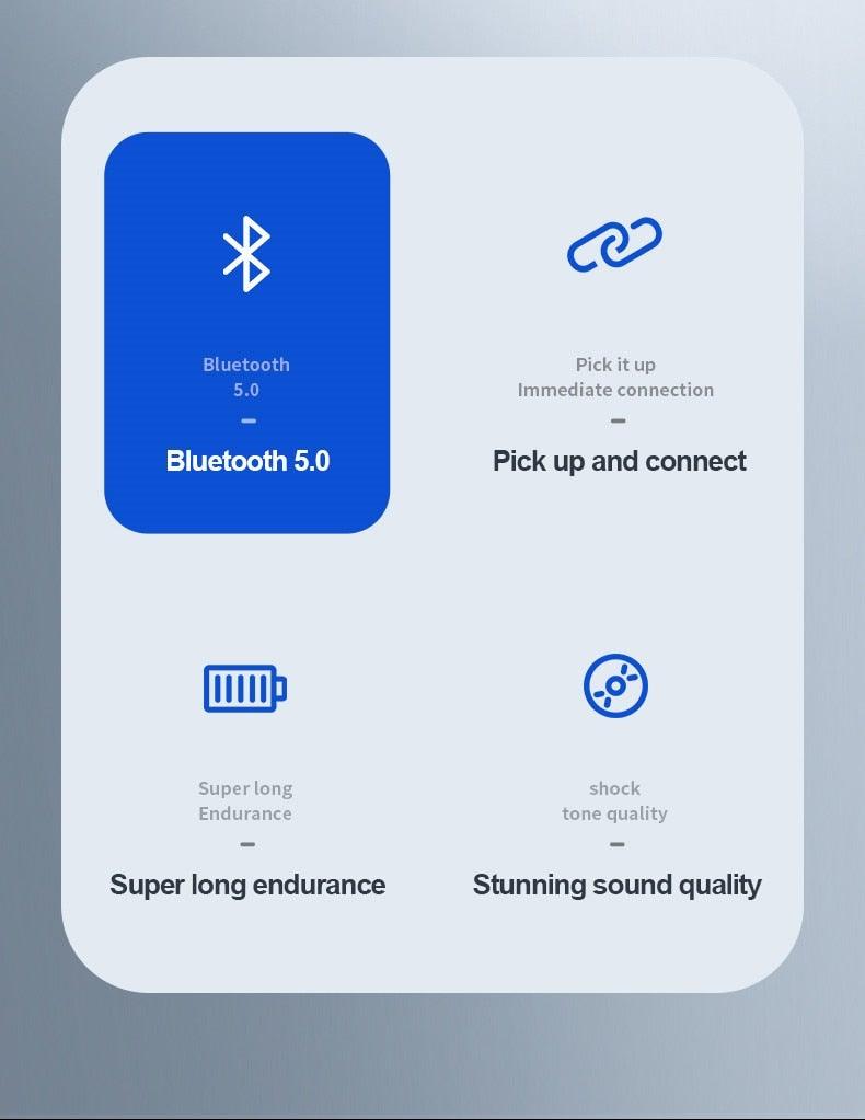 Écouteurs Bluetooth 5.0 Boîtier de charge LED Écouteurs sans fil Son stéréo 9D Casque de sport étanche avec microphone Casque sans fil portable Appels clairs Musique Son immersif 12 heures de lecture individuelle Son stéréo de qualité HiFi