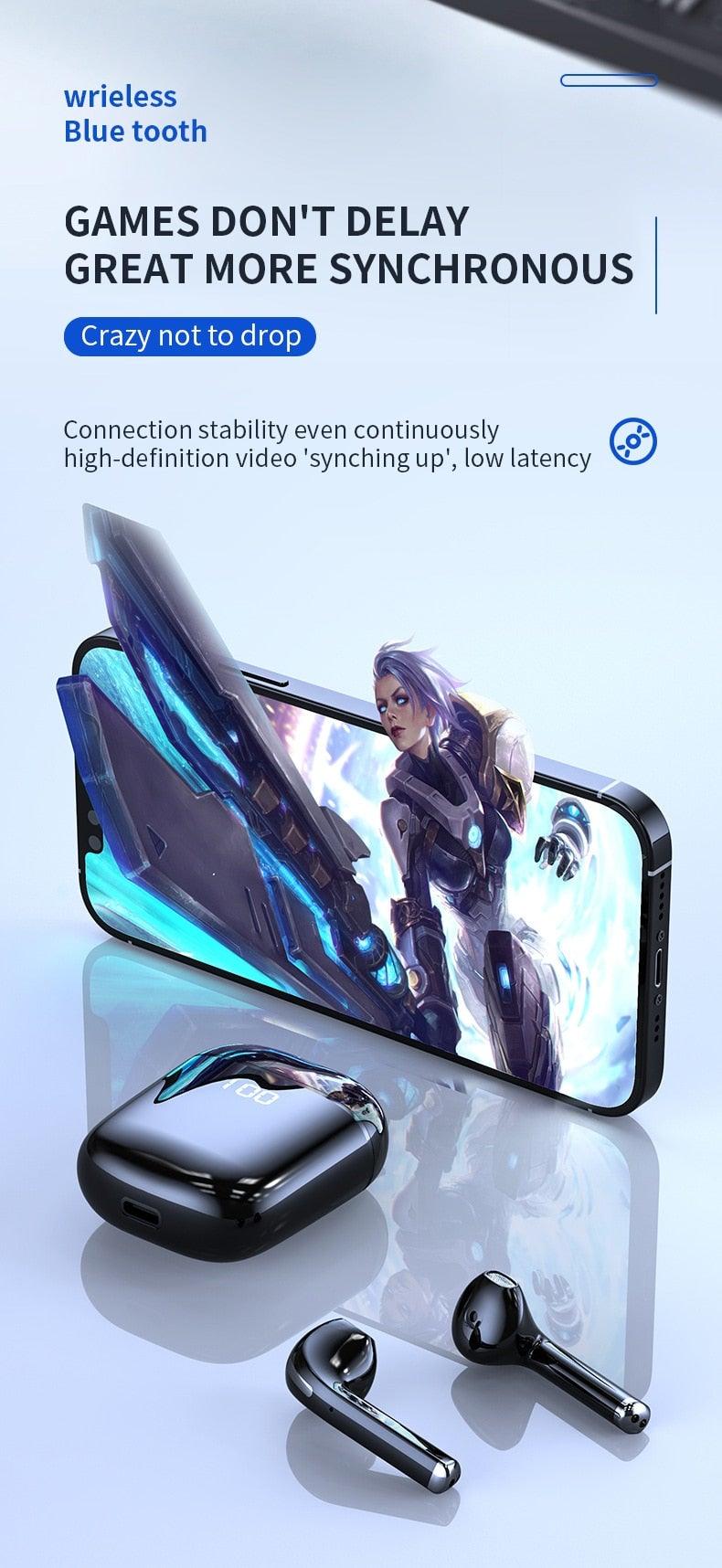 Écouteurs Bluetooth 5.0 Boîtier de charge LED Écouteurs sans fil Son stéréo 9D Casque de sport étanche avec microphone Casque sans fil portable Appels clairs Musique Son immersif 12 heures de lecture individuelle Son stéréo de qualité HiFi