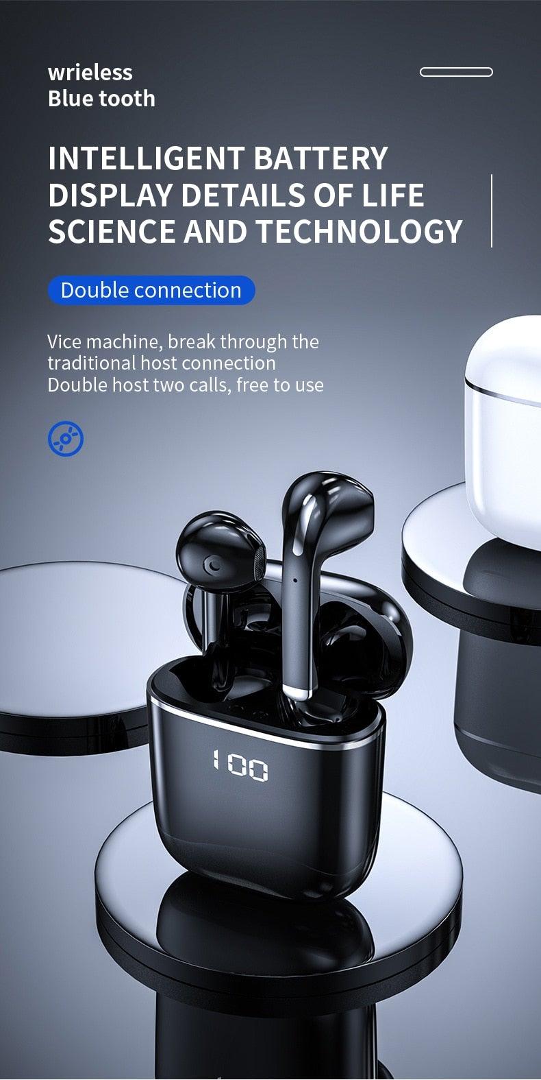 Écouteurs Bluetooth 5.0 Boîtier de charge LED Écouteurs sans fil Son stéréo 9D Casque de sport étanche avec microphone Casque sans fil portable Appels clairs Musique Son immersif 12 heures de lecture individuelle Son stéréo de qualité HiFi