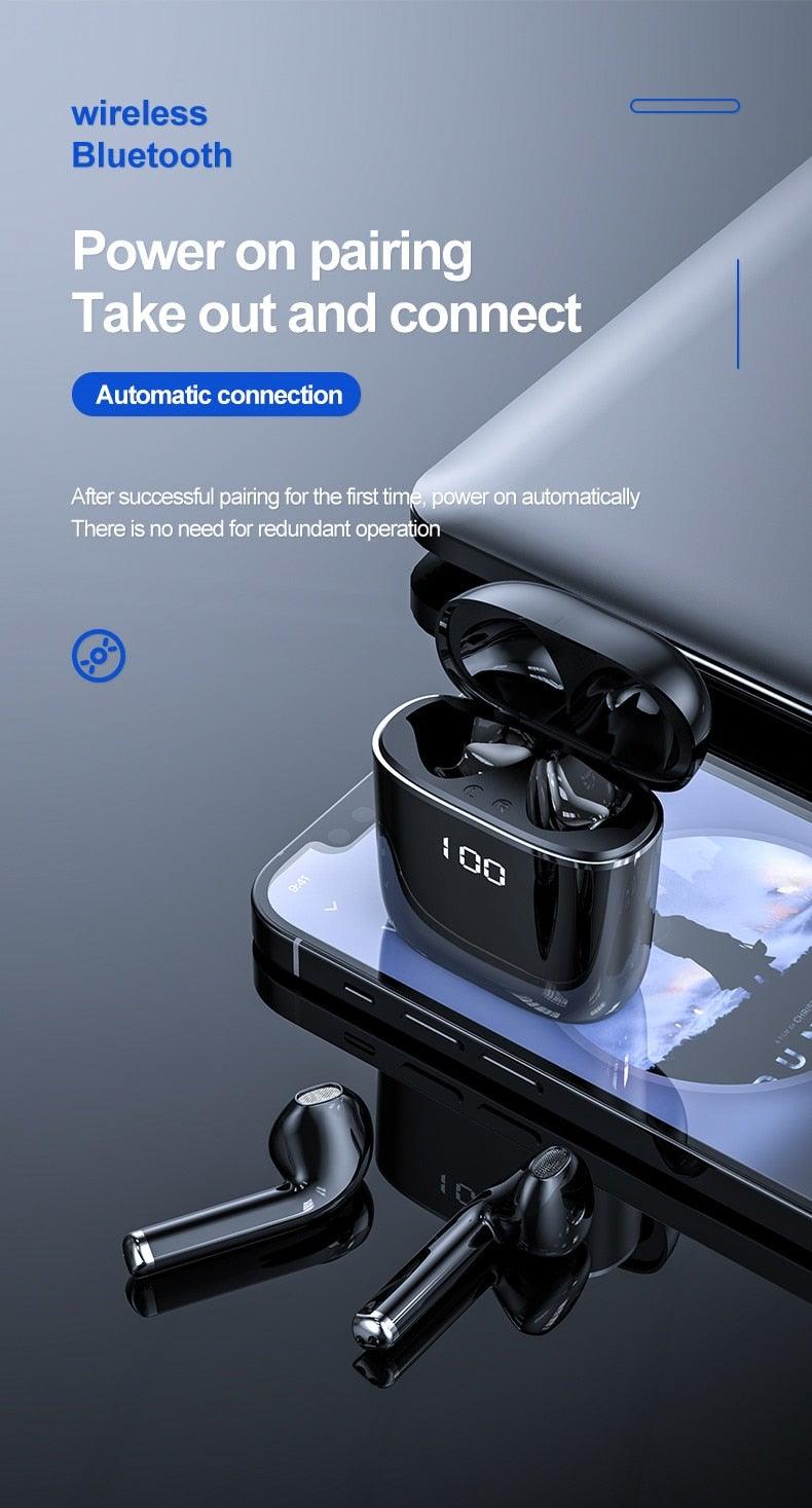 Écouteurs Bluetooth 5.0 Boîtier de charge LED Écouteurs sans fil Son stéréo 9D Casque de sport étanche avec microphone Casque sans fil portable Appels clairs Musique Son immersif 12 heures de lecture individuelle Son stéréo de qualité HiFi