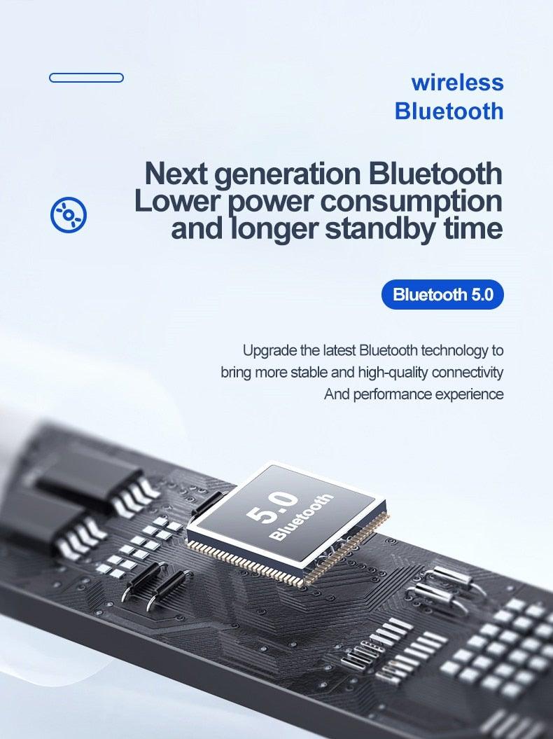 Écouteurs Bluetooth 5.0 Boîtier de charge LED Écouteurs sans fil Son stéréo 9D Casque de sport étanche avec microphone Casque sans fil portable Appels clairs Musique Son immersif 12 heures de lecture individuelle Son stéréo de qualité HiFi