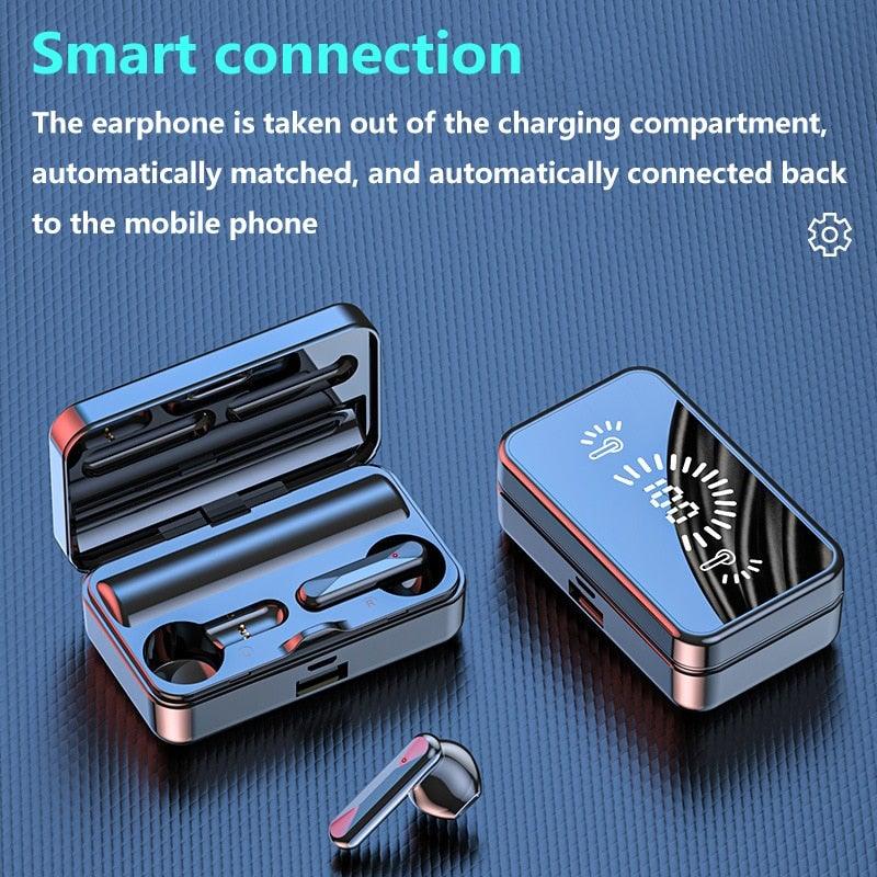 Écouteurs sans fil Bluetooth 5.1 Écouteurs de sport étanches avec microphone Écouteurs intra-auriculaires sans fil Bluetooth Casque audio avec basses profondes de qualité Cache-oreilles doux Léger Microphone intégré Boîtier de charge 3500 mAh