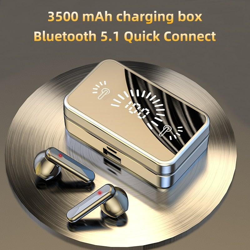 Écouteurs sans fil Bluetooth 5.1 Écouteurs de sport étanches avec microphone Écouteurs intra-auriculaires sans fil Bluetooth Casque audio avec basses profondes de qualité Cache-oreilles doux Léger Microphone intégré Boîtier de charge 3500 mAh